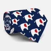 Rote weiße und blaue Elefanten Krawatte (Gerollt)