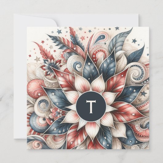 Rote, weiße und blaue, festliche Monogramm-Flachka (Vorderseite)