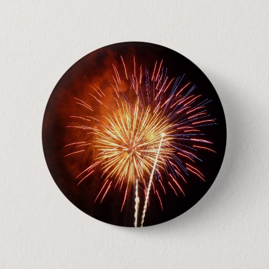 Rote, weiße und blaue Feuerwerke I Patriotic Button (Vorderseite)