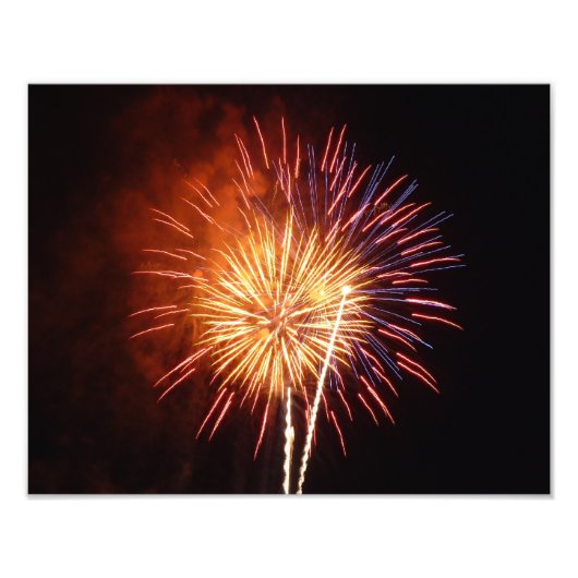 Rote, weiße und blaue Feuerwerke I Patriotic Fotodruck (Vorne)