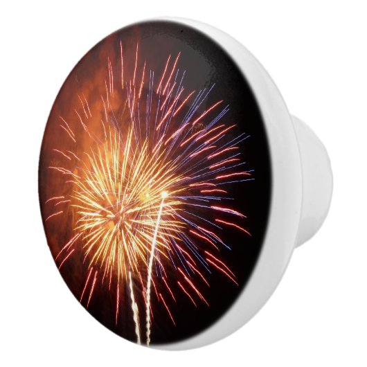 Rote, weiße und blaue Feuerwerke I Patriotic Keramikknauf (Rechts)