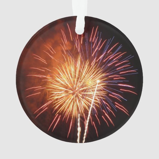 Rote, weiße und blaue Feuerwerke I Patriotic Ornament (Rückseite)
