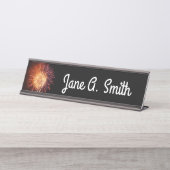 Rote, weiße und blaue Feuerwerke I Patriotic Schreibtischnamensplakette (Vorderseite )