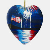 rote, weiße und blaue Feuerwerke Keramik Ornament (Rechts)