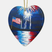 rote, weiße und blaue Feuerwerke Keramik Ornament (Links)