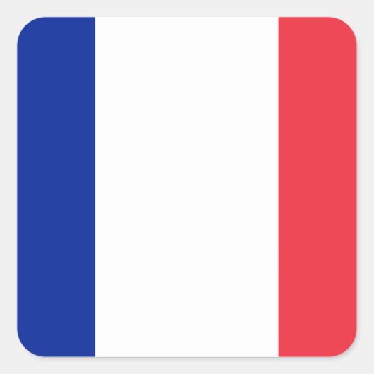 Rote, weiße und blaue Flagge Frankreichs Quadratischer Aufkleber (Vorderseite)