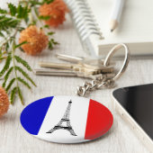 Rote, weiße und blaue Flagge und Eiffelturm Schlüsselanhänger (Seite)