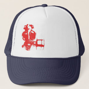 Rote weiße und blaue Gasmaske Truckerkappe