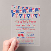 Rote, weiße und blaue Jagdfahnen 4. Juli Party Acryleinladungen (Insitu (Handheld))