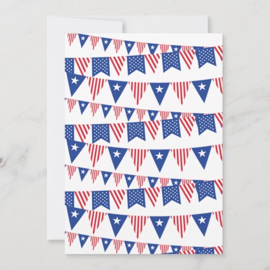 Rote, weiße und blaue Jagdfahnen 4. Juli Party Einladung (Rückseite)