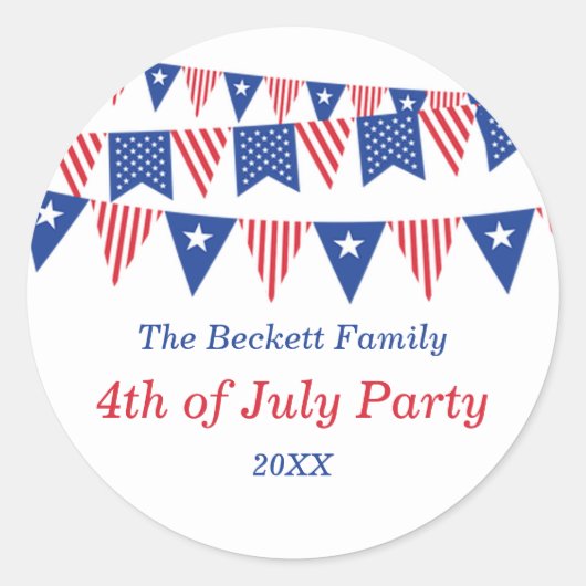 Rote, weiße und blaue Jagdfahnen 4. Juli Party Runder Aufkleber (Vorderseite)