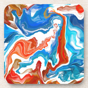 Rote, weiße und blaue Marmorflüssigkeit Kunst Getränkeuntersetzer