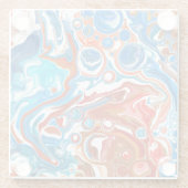 Rote, weiße und blaue Marmorflüssigkeit Kunst Glasuntersetzer (Rückseite)