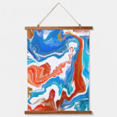 Rote, weiße und blaue Marmorflüssigkeit Kunst Wandteppich Mit Holzrahmen (Vorderseite 2)