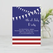 Rote, weiße und blaue Party Einladung vom 4. Juli (Stehend Vorderseite)