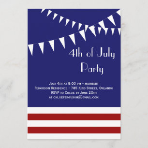 Rote, weiße und blaue Party Einladung vom 4. Juli