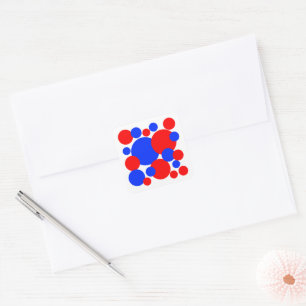 Rote, weiße und blaue Polka-Punkte Quadratischer Aufkleber
