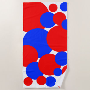 Rote, weiße und blaue Polka-Punkte Strandtuch