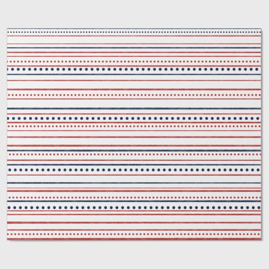 Rote weiße und blaue Punkte und gestrichene Streif Geschenkpapier (Flach)