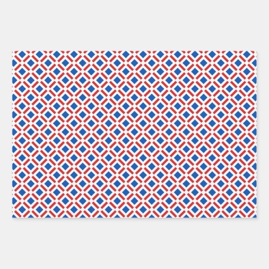Rote, weiße und blaue Quadrate Geschenkpapier Set (Vorderseite 3)