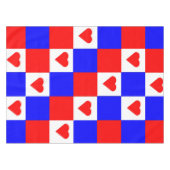 Rote, weiße und blaue Quadrate mit rotem Herzen Tischdecke (Vorderseite (Horizontal))