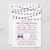 Rote, weiße und blaue Saitenleuchten 4. Juli Party Einladung (Vorderseite)