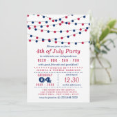 Rote, weiße und blaue Saitenleuchten 4. Juli Party Einladung (Stehend Vorderseite)