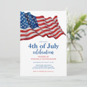 Rote, weiße und blaue Saitenleuchten 4. Juli Party Einladung (Stehend Vorderseite)