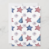 Rote, weiße und blaue Saitenleuchten 4. Juli Party Einladung (Rückseite)