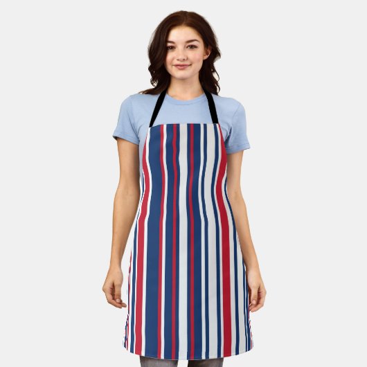 Rote, weiße und blaue Schürze (Getragen)