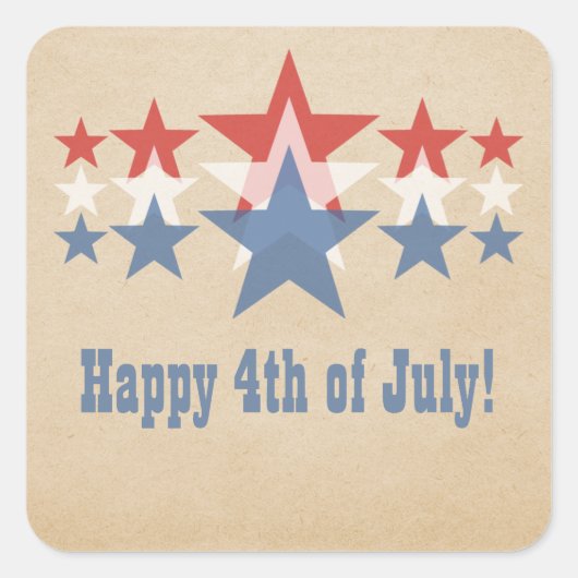 Rote, weiße und blaue Star-Kaskadenklammern Quadratischer Aufkleber (Vorderseite)