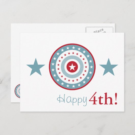 Rote weiße und blaue Sterne 4. Juli Postkarten (Vorne/Hinten)