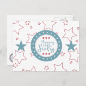 Rote weiße und blaue Sterne 4. Juli Postkarten (Vorne/Hinten)