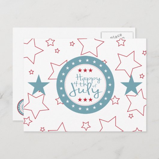 Rote weiße und blaue Sterne 4. Juli Postkarten (Vorne/Hinten)