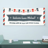 Rote weiße und blaue Sterne begrüßen Zuhause Juli Banner (Messe)