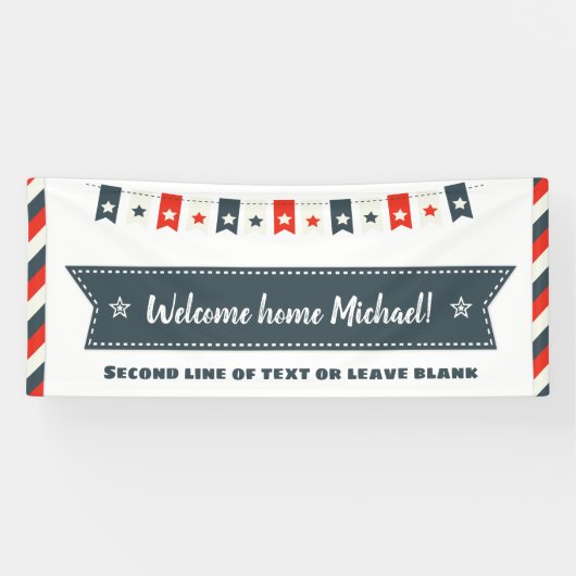 Rote weiße und blaue Sterne begrüßen Zuhause Juli Banner (Horizontal)