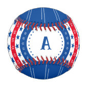 Rote, weiße und blaue Sterne der USA mit Monogramm Baseball (Vorderseite)