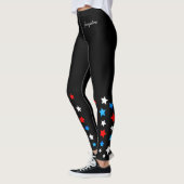 Rote weiße und blaue Sterne tragen Ihren Namen auf Leggings (Links)