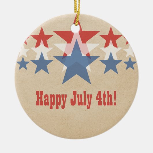 Rote, weiße und blaue Sternenkaskade Keramikornament (Vorne)