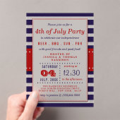 Rote, weiße und blaue Streifen 4. Juli Party Acryleinladungen (Insitu (Handheld))
