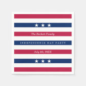 Rote, weiße und blaue Streifen 4. Juli Party Serviette (Vorderseite)