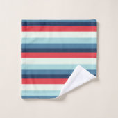 Rote, weiße und blaue Streifen Badhandtuch Set (Waschlappen)