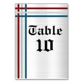 Rote, weiße und blaue Streifen der Tischkarte Tischnummer (Vorderseite)