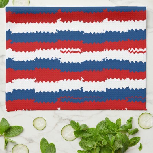 Rote, weiße und blaue Streifen Geschirrtuch (Gefaltet)