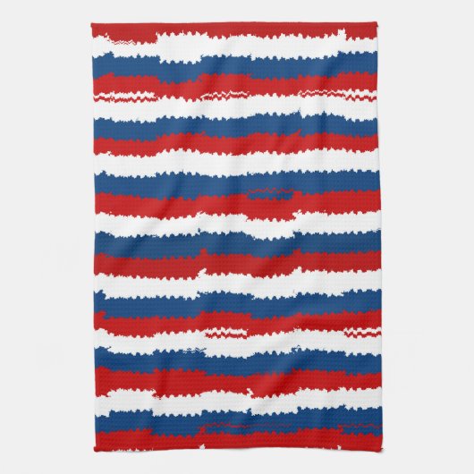 Rote, weiße und blaue Streifen Geschirrtuch (Vertikal)