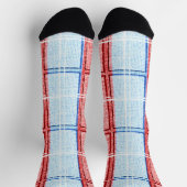 Rote, weiße und blaue Vintage Karierte Socken (Oben)