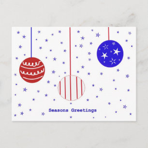 Rote, Weiße und Blaue Weihnachtsgrüße Postkarte