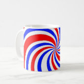 Rote, weiße und blaue Wirbel Kaffeetasse (Vorderseite Links)
