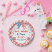 Rote Weiße Und Fällige Baby Shower Papierplatte Pappteller (Party)