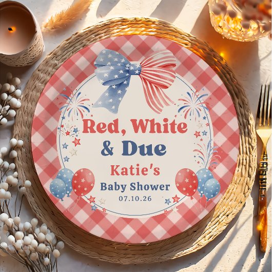 Rote Weiße Und Fällige Baby Shower Papierplatte Pappteller